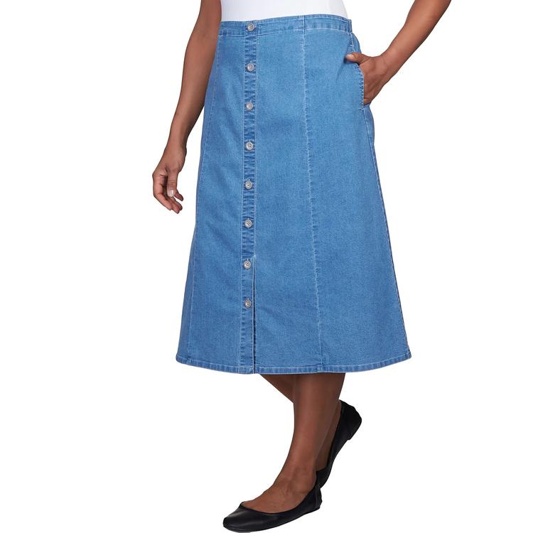 Womens Alfred Dunner Denim Button Front Skirt