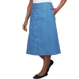 Womens Alfred Dunner Denim Button Front Skirt