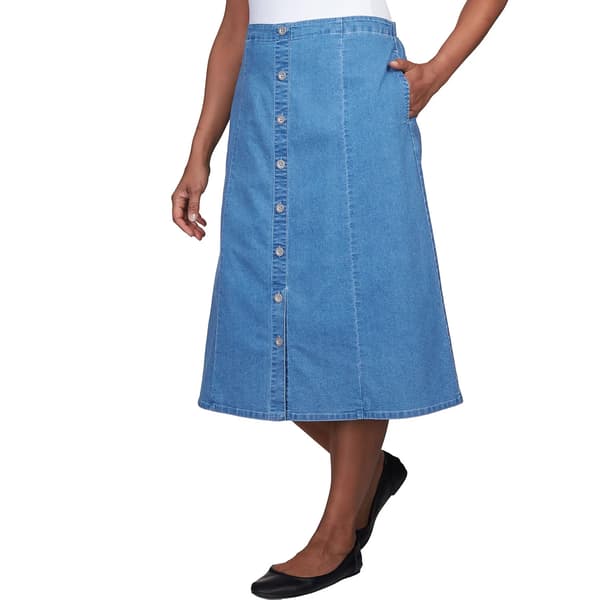 Womens Alfred Dunner Denim Button Front Skirt