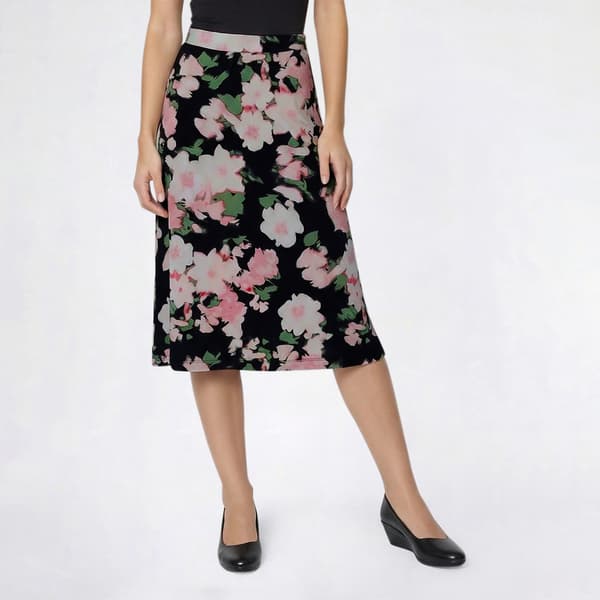 Womens Kasper Pull On Floral Midi Skirt - image 
