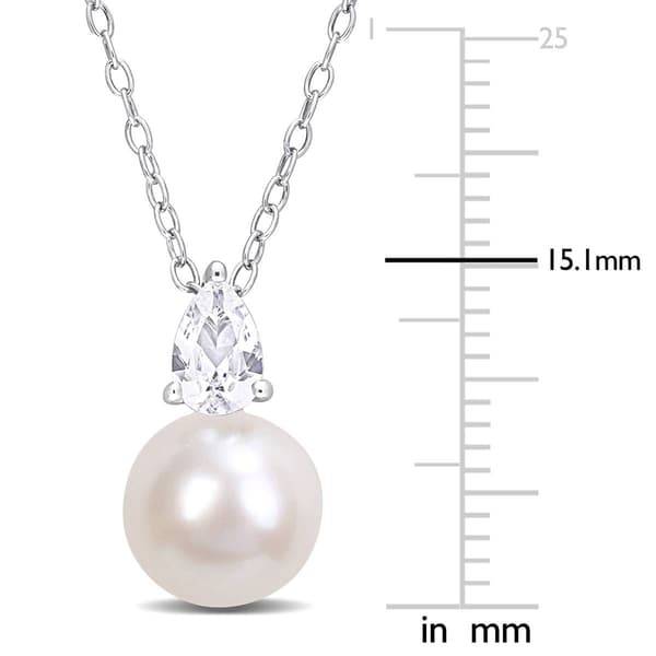Gemstone Classics&#8482; Freshwater Pearl & White Sapphire Pendant