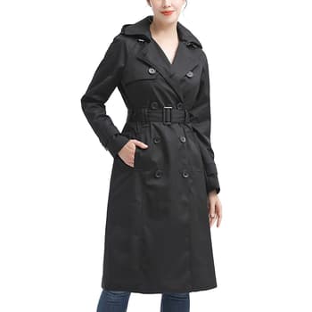 Black Trench Coat BGSD Women's Waterproof Trench Coat Hooded Fit