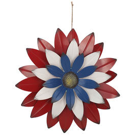 Hanging Metal Red White & Blue Flower