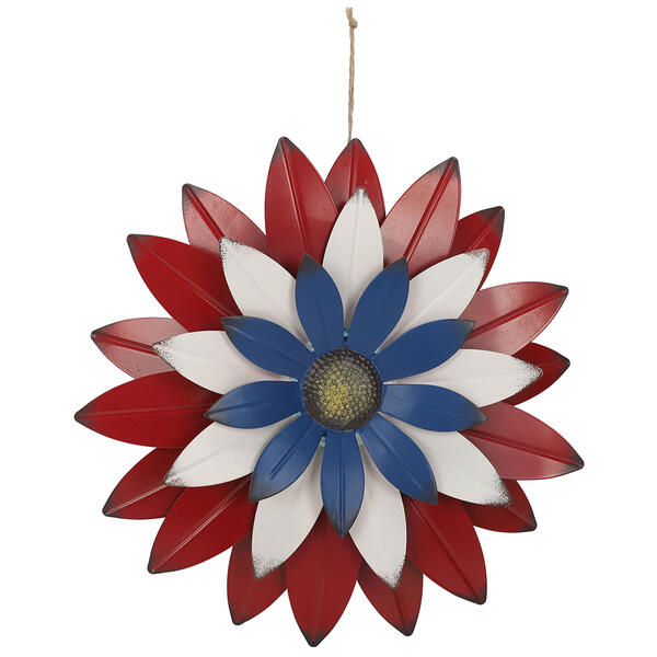 Hanging Metal Red White & Blue Flower - image 