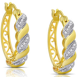 Accents by Gianni Argento Gold Diamond San Marco Hoop Earrings