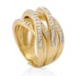 Yellow Flash Plated 5 Row Pave Crystal Wrap Ring - image 2