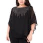 Plus Size MSK Short Sleeve Overlay Bead Trim Blouse - image 1