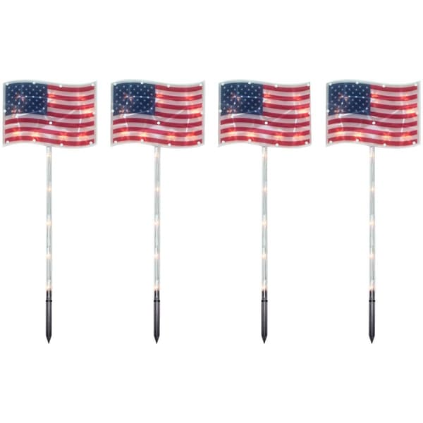 Northlight Seasonal American Flag Lawn Stakes - 4 Count - image 