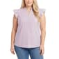Plus Size NY Collection Flutter Sleeve Splitneck Print Poplin Sh - image 1