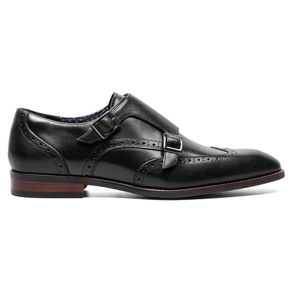Mens Stacy Adams Karson Wingtip Double Monk Strap Shoes - Black