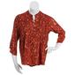 Plus Size Notations 3/4 Sleeve Jacquard Henley Blouse - Rust/Gold - image 1