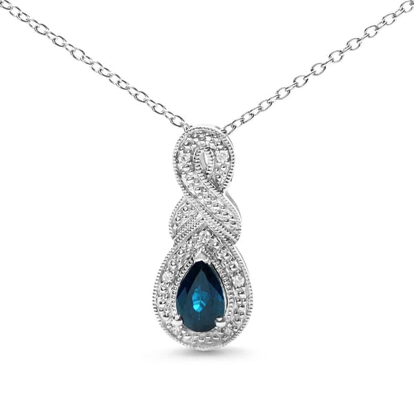 Haus of Brilliance Sterling Silver Blue Sapphire Pendant