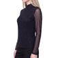 Petite NY Collection Long Sleeve Rhinestone Mesh Blouse - image 3