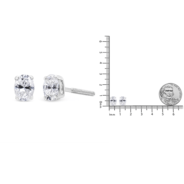 Haus of Brilliance Lab Grown Oval Solitaire Diamond Stud Earrings