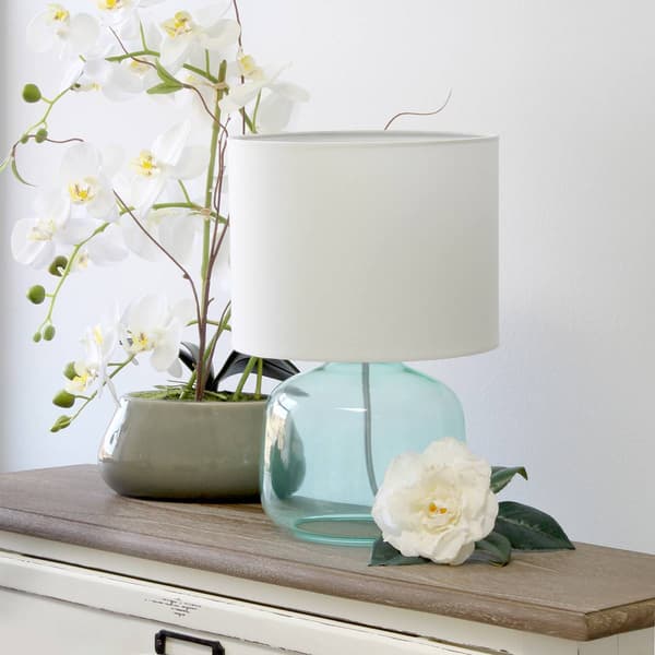 Simple Designs Glass Jar-Shaped Table Lamp w/Fabric Shade