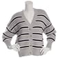 Juniors Pink Rose Shaker Stitch Boxy Striped V-Neck Cardigan - image 1