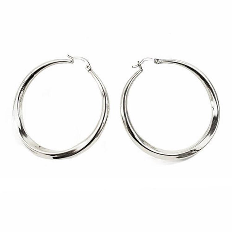 Adrienne Vittadini Silver Sculpted Hoop Earrings