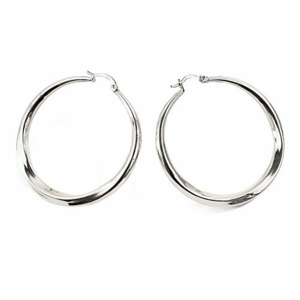 Adrienne Vittadini Silver Sculpted Hoop Earrings - image 