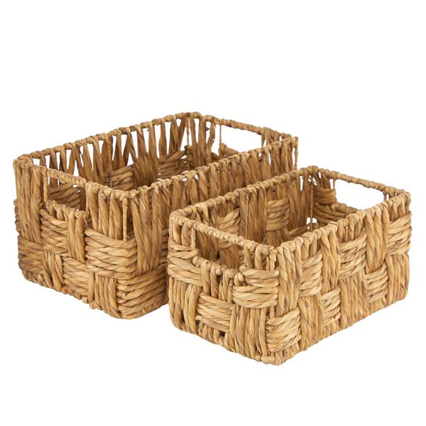 9th & Pike® Brown Wicker and Metal Baskets - Set of 2