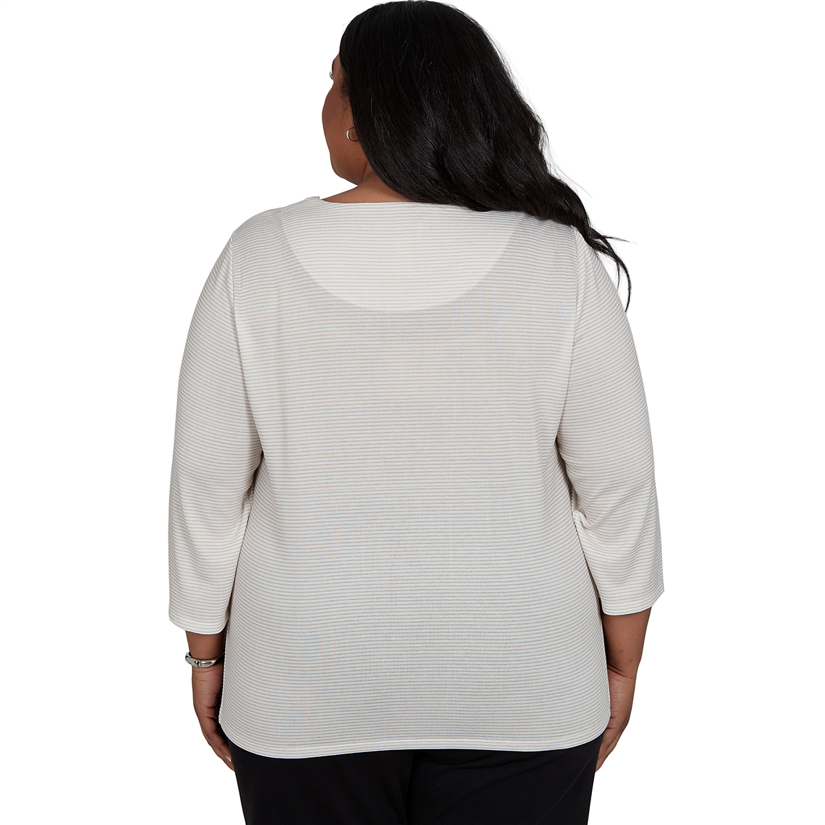 Plus Size Alfred Dunner Classics 3/4 Sleeve Santa Cat Tee