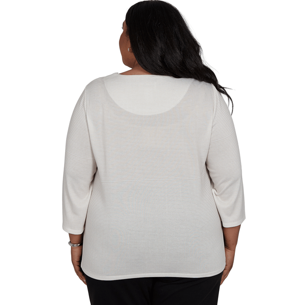 Plus Size Alfred Dunner Classics 3/4 Sleeve Santa Cat Tee