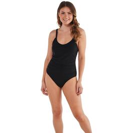 Womens Nicole Miller Studio Solid Straight Back 1 Piece Swimsuit