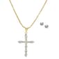 Gianni Argento Lab White Sapphire Cross & Stud Earring Set - image 1