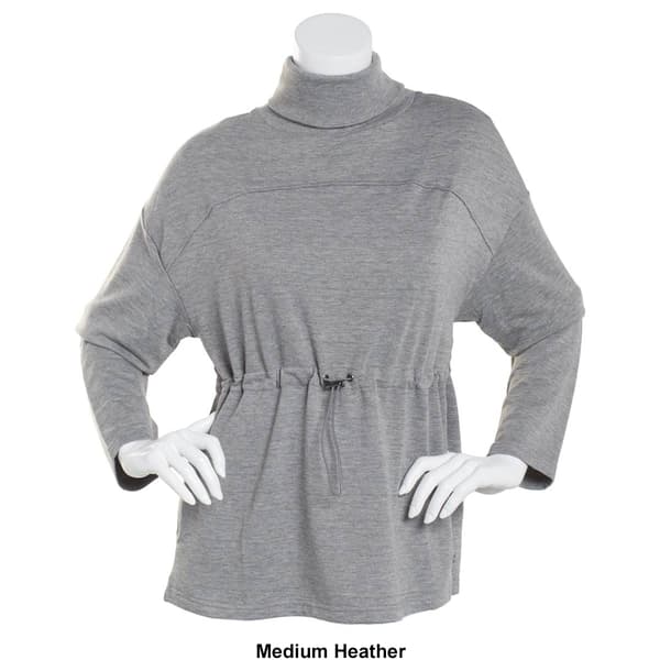 Womens Nine West Active Fleece Hi Neck Cinched Waist Pullover Top