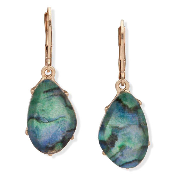 Chaps Gold-Tone & Abalone Leverback Drop Earrings - image 