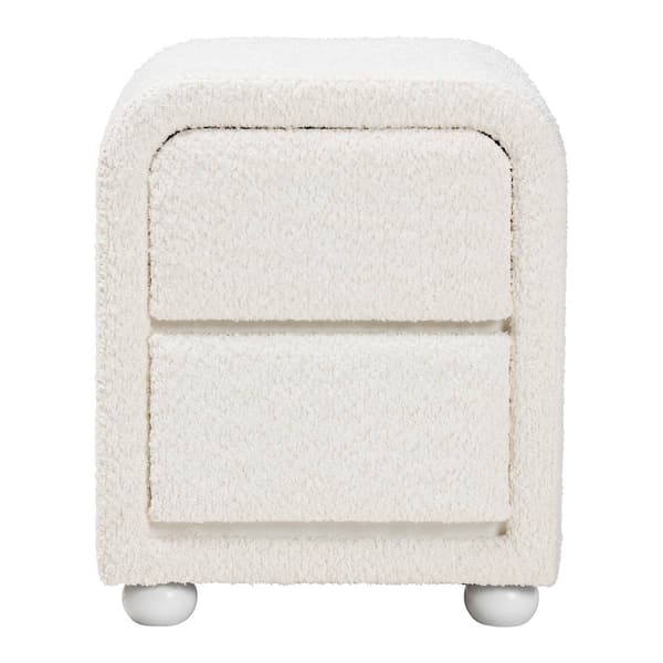 Baxton Studio Bonilla Teddy-Bear Fabric 2-Drawer Nightstand