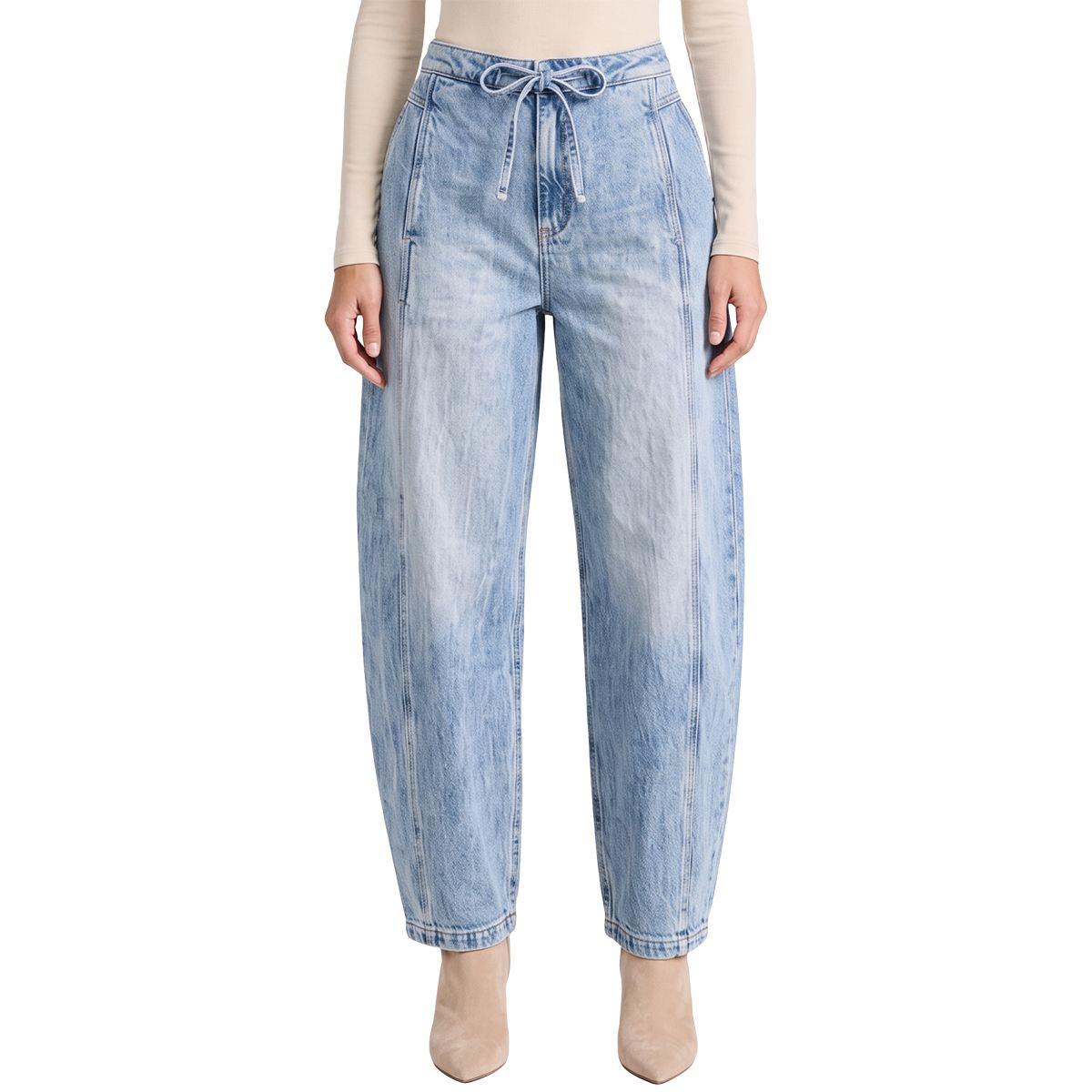 Womens Royalty Barrel Fit Jeans With Tie Waist