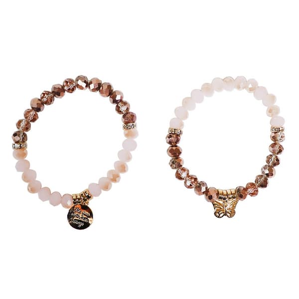 Beautiful Blessings 2pc. Stretch Beaded Butterfly Charm Bracelets - image 