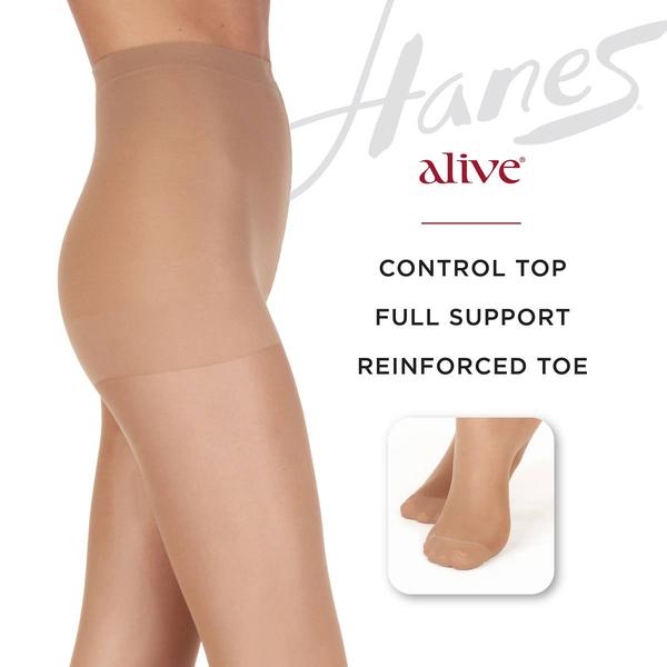 Womens Hanes® Alive Control Top Reinforced Toe Pantyhose