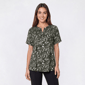 Womens Napa Valley Short Sleeve Floral Leaf Henley Blouse - image 1