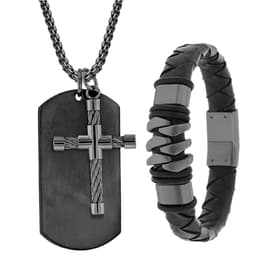 Mens Gentlemens Classics&#40;tm&#41; Gunmetal Pendant & Bracelet Set