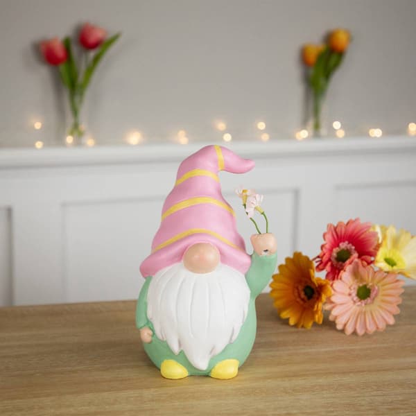 Northlight Seasonal Gnome Holding Flowers Spring Figurine