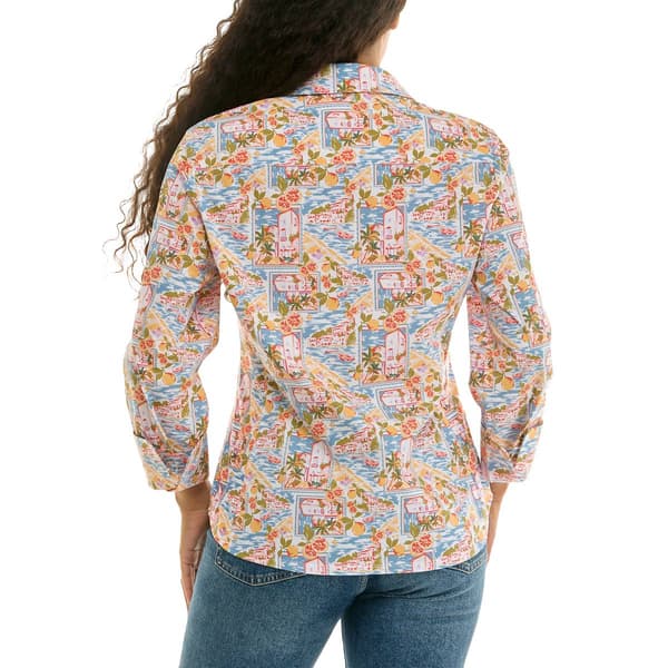 Womens Zac & Rachel 3/4 Sleeve Positano Casual Button Down