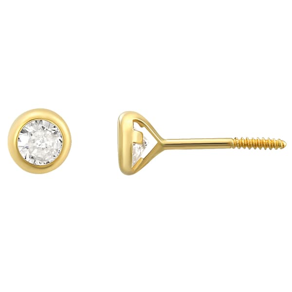 14kt. Gold Bezel Set Square Cubic Zirconia Stud Earrings - image 