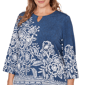 Plus Size Alfred Dunner Classics 3/4 Sleeve Keyhole Floral Blouse - image 5