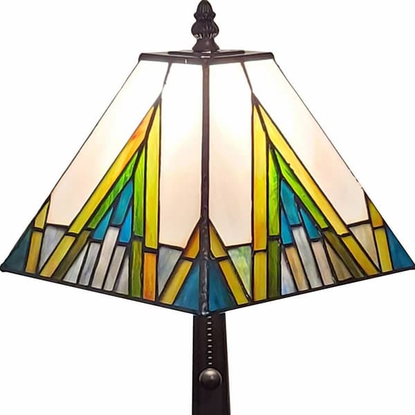 HomeRoots 15in. Stained Glass Candlestick Table Lamp