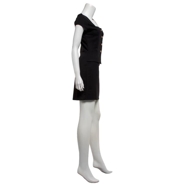 Juniors Madden Girl Gold Button Square Neck Mini Sheath Dress