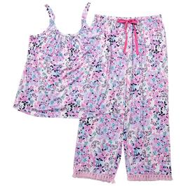 Womens Kensie Brushed Paisley Cami Top Capri Pajama Set