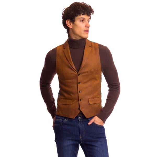 Mens Paisley & Gray&#174; Faux Suede Vest - Cognac