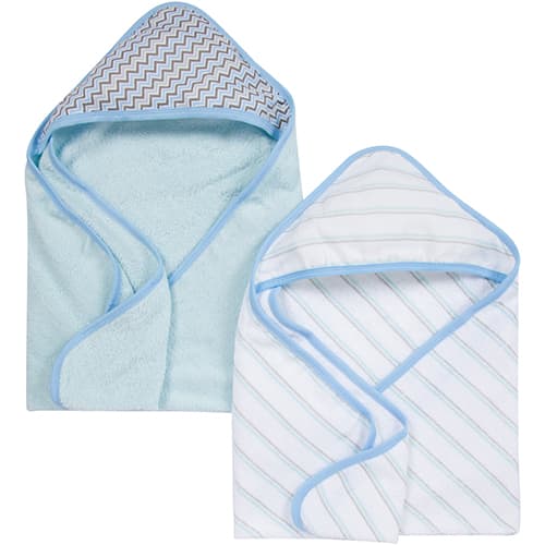 MiracleWare® 2pk. Blue Stripe & Solid Hooded Towels