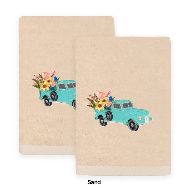Linum Home Textiles 2pc. Spring Truck Embroidered Hand Towels