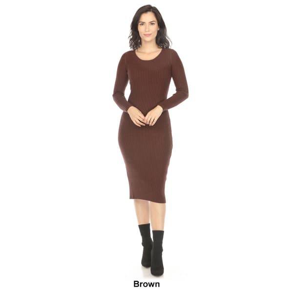 Womens White Mark Long Sleeve Rib Midi Sweater Dress