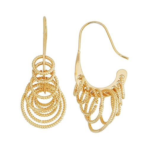 Fine Faux Gold Plated Gypsy Circle Dangle Earrings - image 