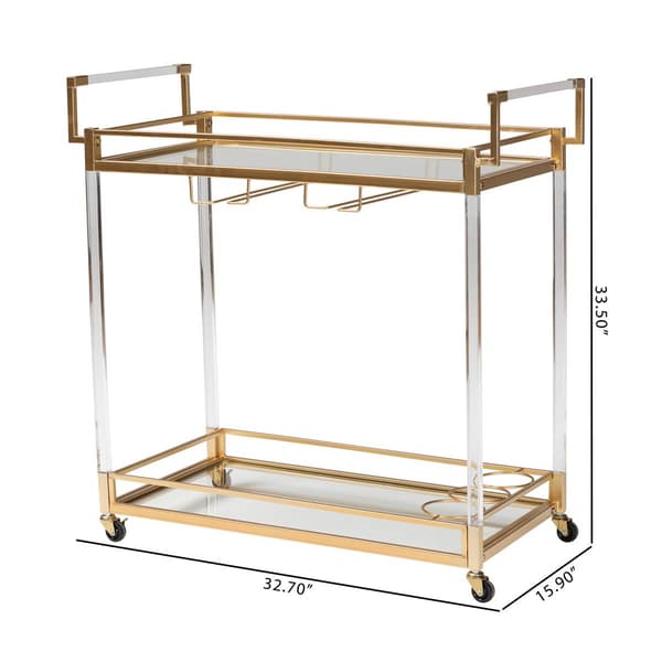 Baxton Studio Savannah Glam & Luxe Gold Metal Wine Cart