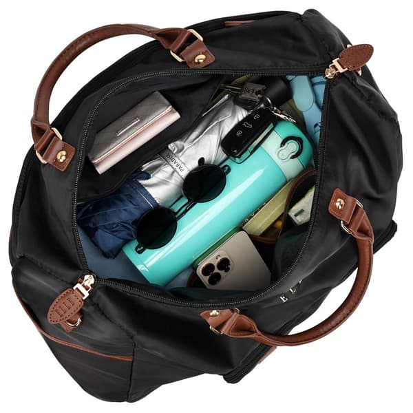 ELLE Luxe Journey Twill and Vegan Leather Weekender Duffel Bag