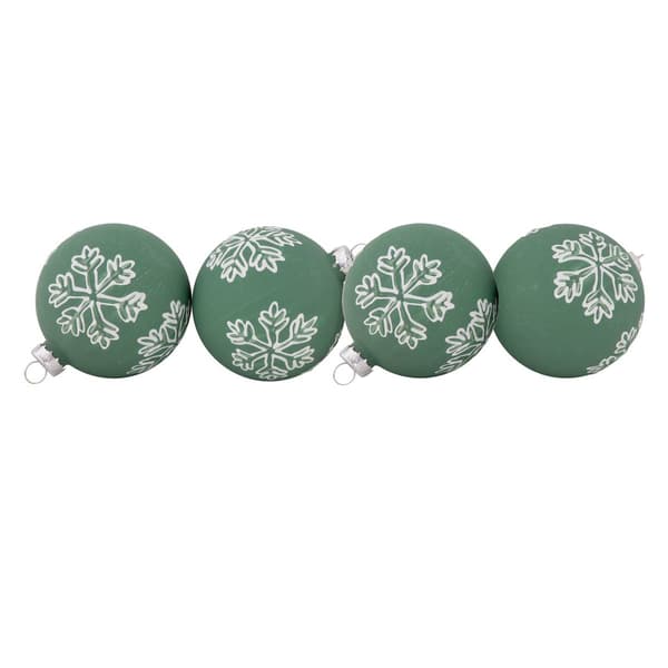 Northlight Seasonal 4ct. White Snowflake Christmas Ball Ornaments